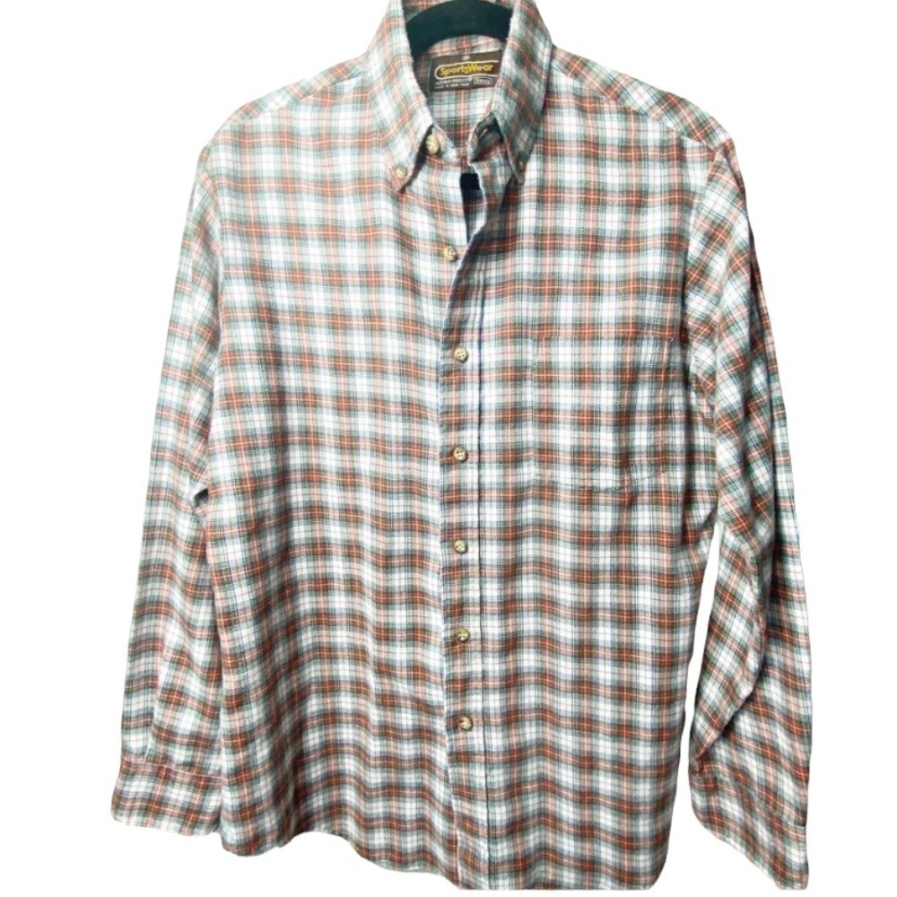 SEARS SPORTSWEAR Vintage Made in Hong Kong Plaid Button Down Shirt